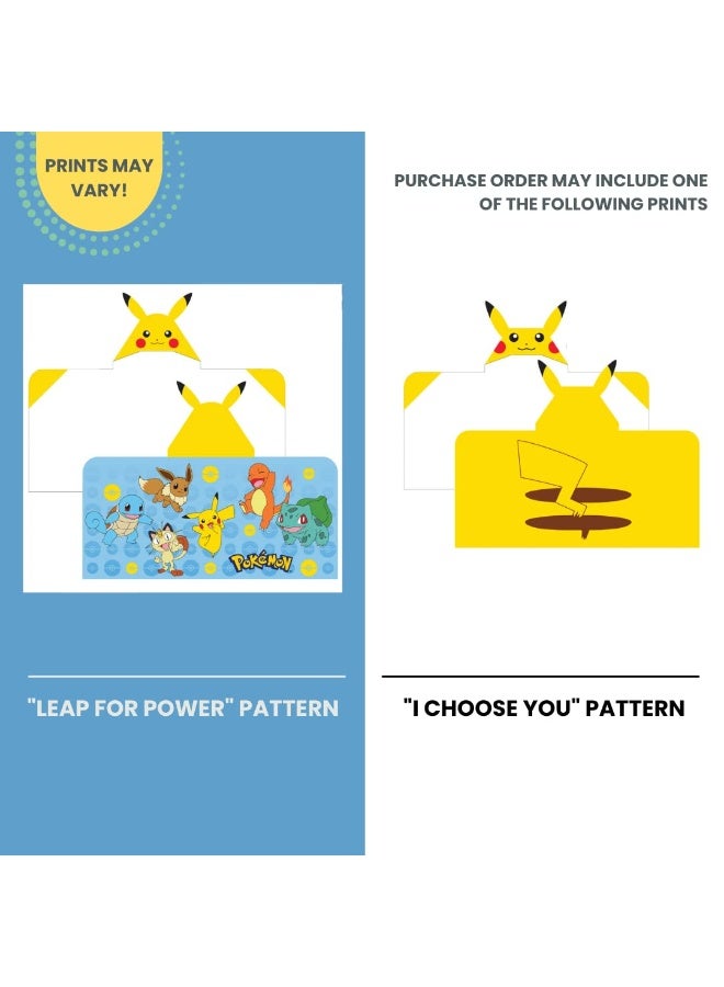 Franco Pokemon Pikachu Bath and Beach Soft Cotton Terry Hooded Towel Wrap, 24" x 50" Franco Kids - Image 3